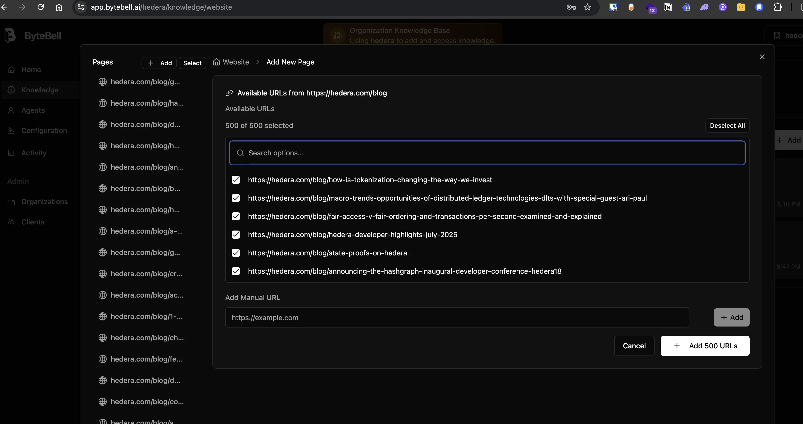 ByteBell URL upload flow
