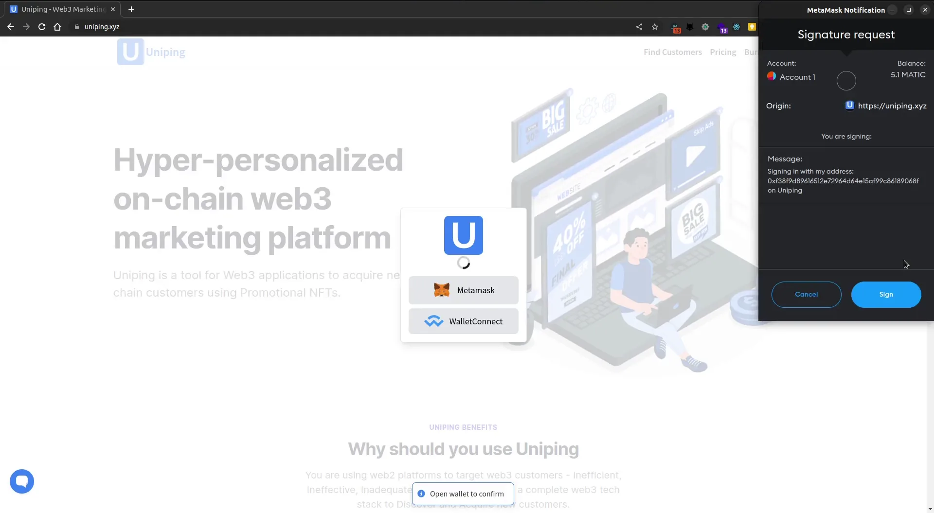 Uniping marketing platform landing